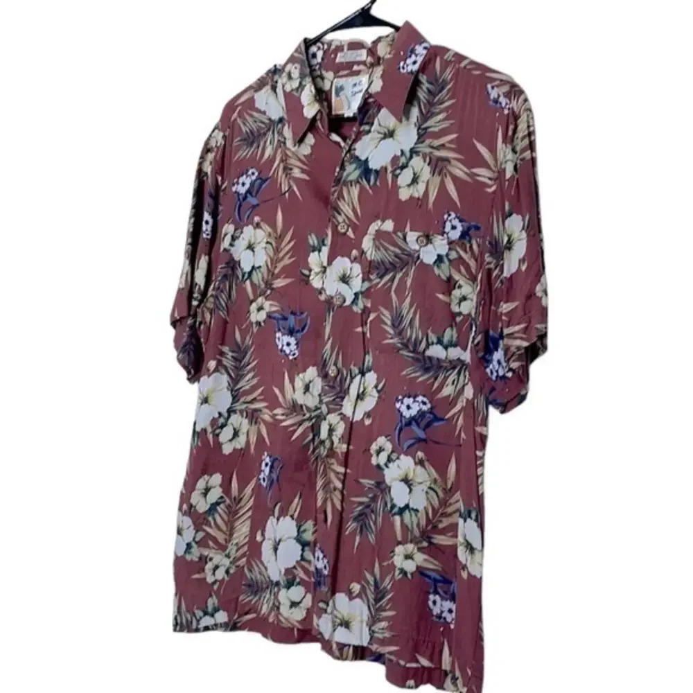 Vintage Men's M.E. Sport Hawaiian Print Button Down Shirt Size Medium (M)